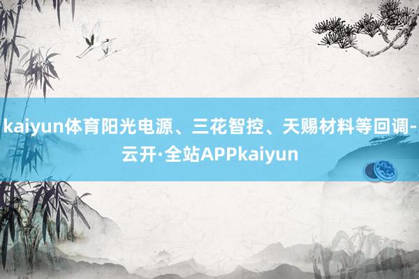 kaiyun体育阳光电源、三花智控、天赐材料等回调-云开·全站APPkaiyun